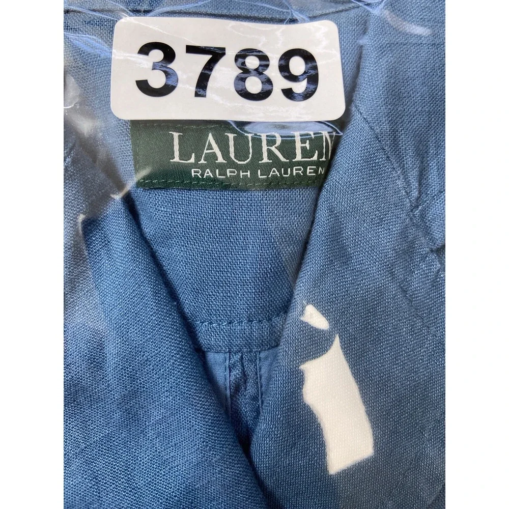 Lauren Ralph Lauren Blazer Womens 6P Blue 100%‎ Linen Utility Safari Jacket
